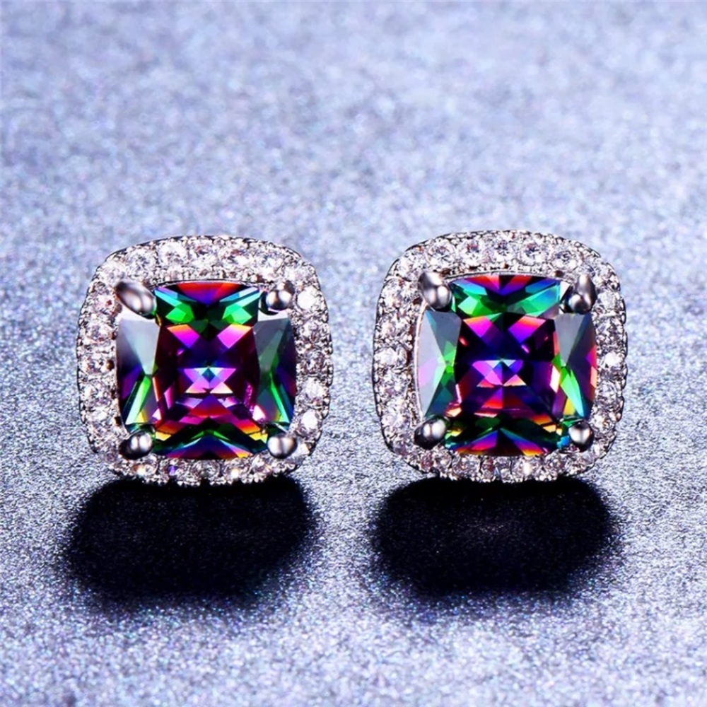 NWOT mystic topaz sterling silver earrings - Picture 6 of 8